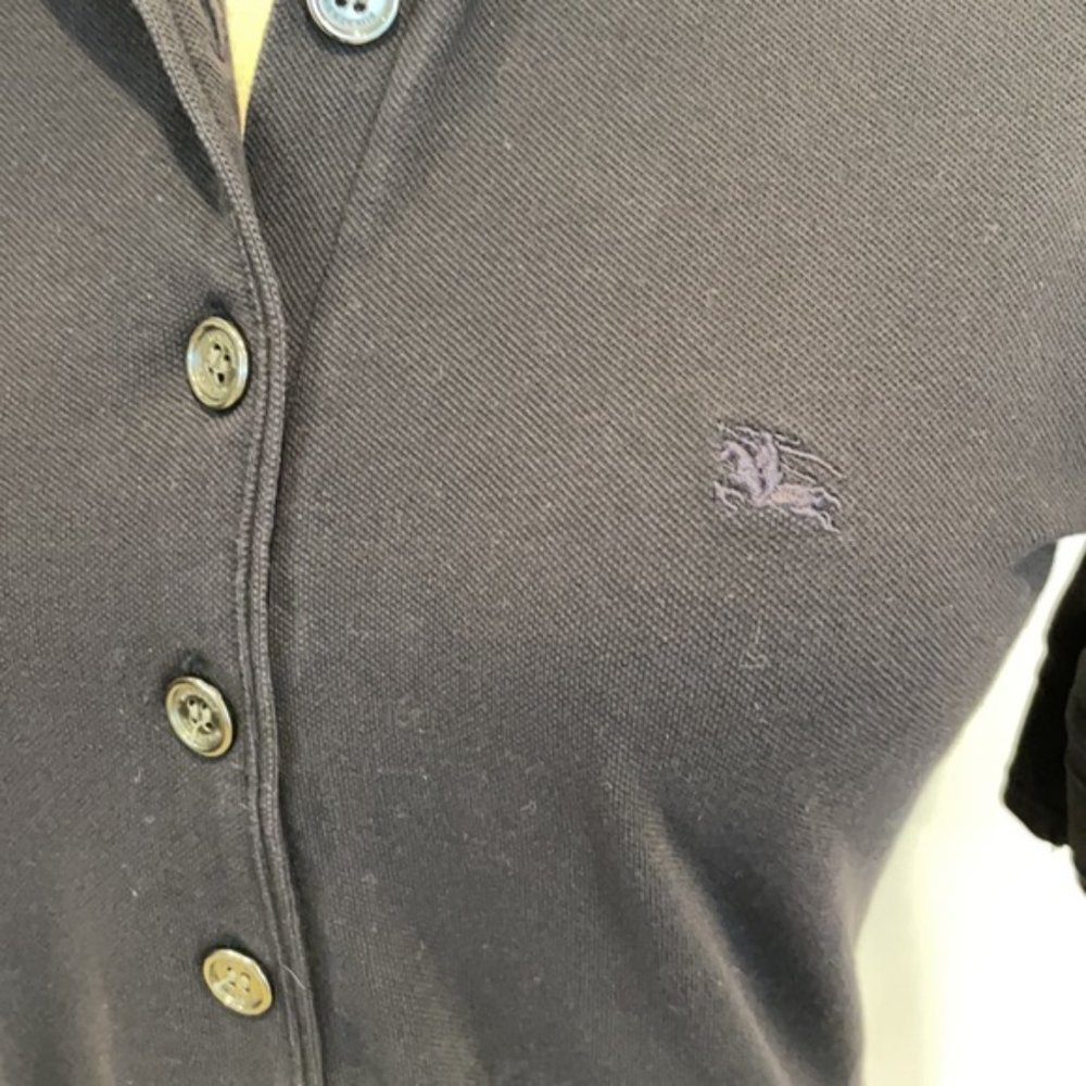 Burberry ruffle collar polo - Black knit five button - Size M - Picture 10 of 13